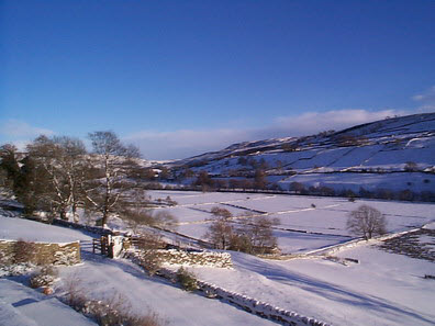 View from Low Row towards Reeth in the snow